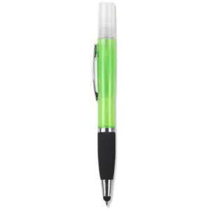 Geeko 3-in-1 Sanitizer Spray Stylus and Blue Ink Pen Green