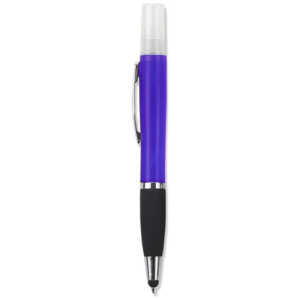 Geeko 3-in-1 Sanitizer Spray Stylus and Blue Ink Pen Purple
